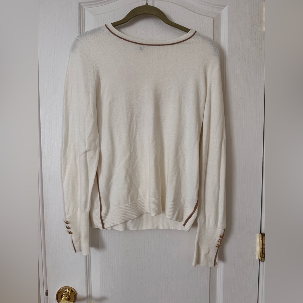 Nordstrom Court & Rowe Cotton Blend Sweater Cream and Tan size Medium